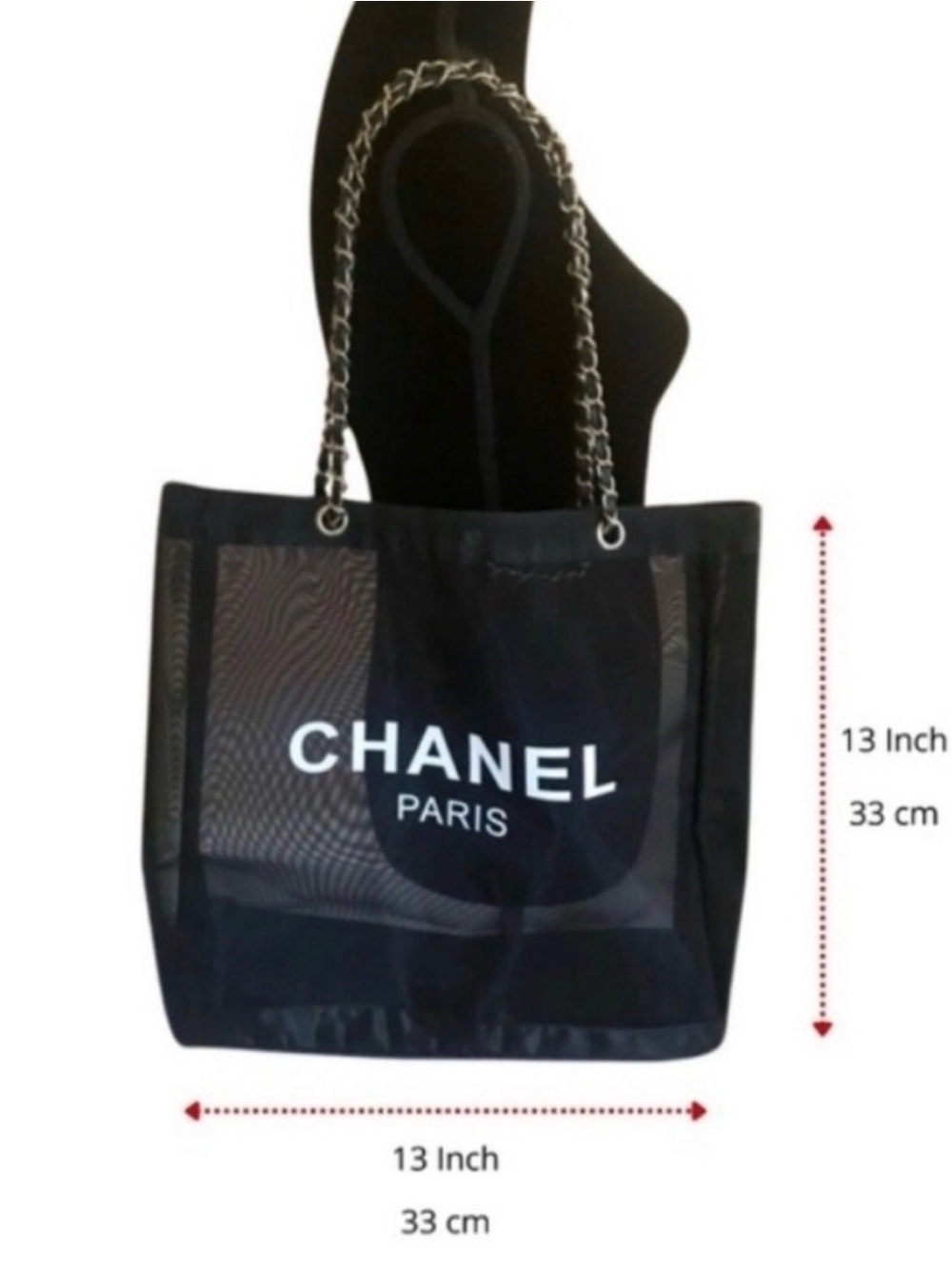 Beauty Black Mesh Tote with Matching Pouch; NWOT - Picture 9 of 9